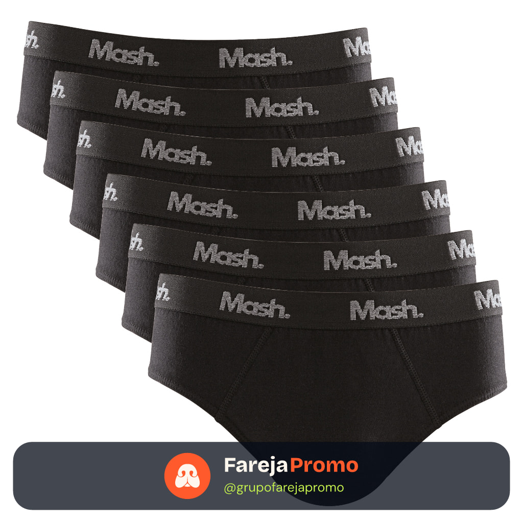 Kit 6 Cuecas Mash Slip Algodão Confort promoção Original