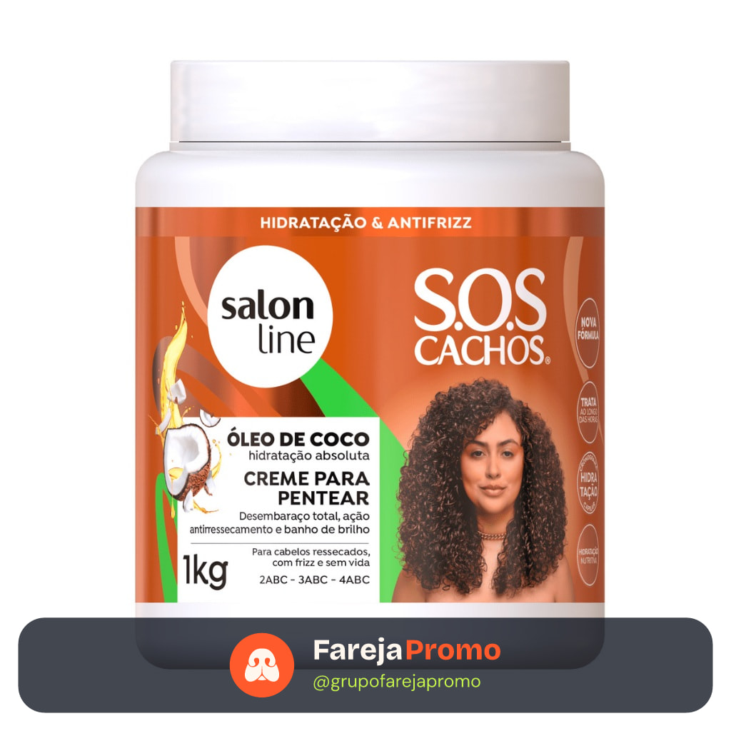 Creme para Pentear SOS Cachos Coco Tratamento Profundo Salon Line 1kg