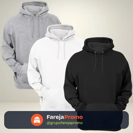 Kit 3 Moletom Blusa De Frio Agasalho Com Capuz Bem Quente