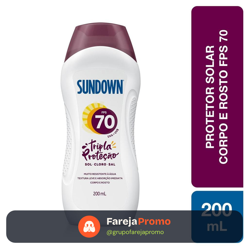 Protetor Solar Sundown Praia e Piscina FPS 70 200ml