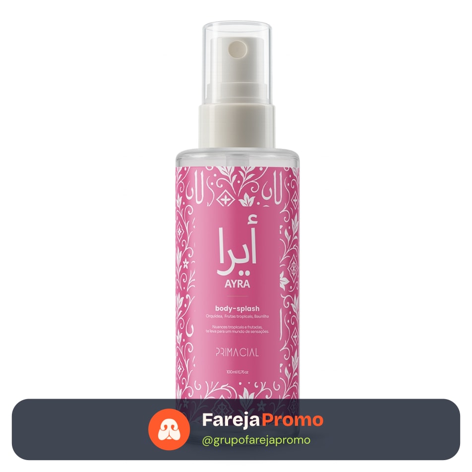 BODY SPLASH FEMININO ARABE AYRA 100ML - PRIMACIAL PERFUME FLORAL