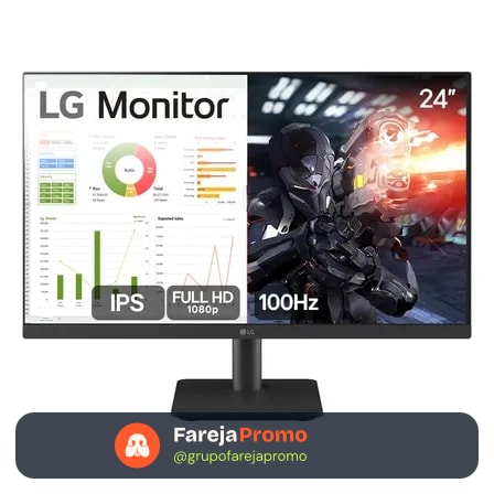 Monitor Pc Gamer LG 24 Ips, Full Hd, 100hz, Hdmi - 24ms500-b Preto 127/220v