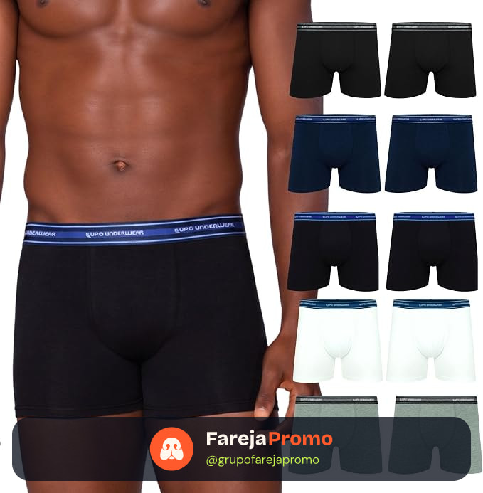 Kit 10 Cueca Boxer Lupo Algodão Cotton Respirável Masculina