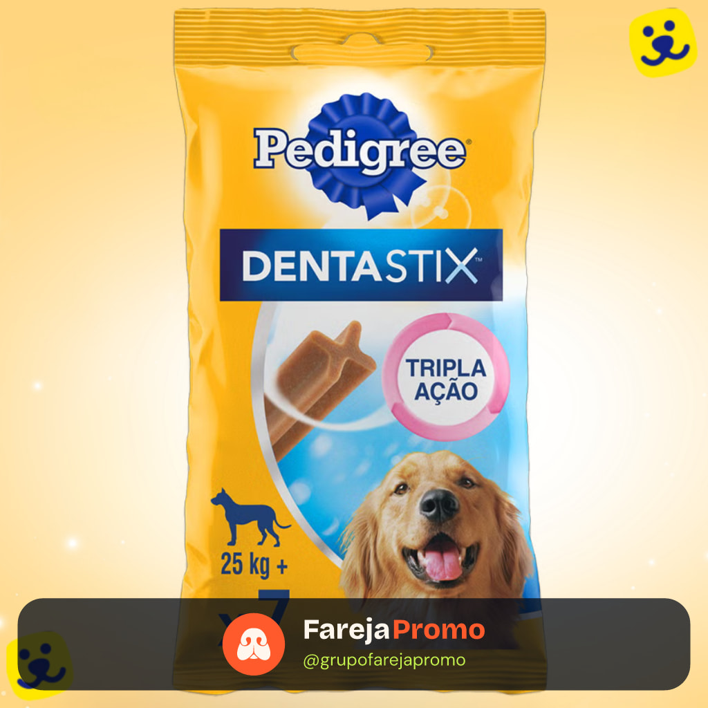 Pedigree Dentastix Cães Adultos Raça Grande 7 unidades 270g Petisco Cachorro Higiene Bucal Cachorro