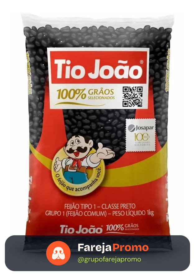 Feijao Preto Tio Joao T1 Pacote 1Kg