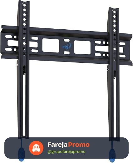 ELG, N01V4, Suporte Fixo de Parede para TVs de 32" a 77", Compatível com TVs Curvas e Planas, Feito em Aço Carbono, Suporta Até 50kg, Preto