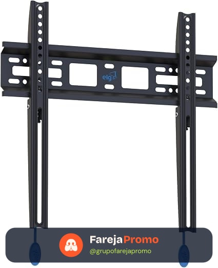 ELG, N01V4, Suporte Fixo de Parede para TVs de 32" a 77", Compatível com TVs Curvas e Planas, Feito em Aço Carbono, Suporta Até 50kg, Preto