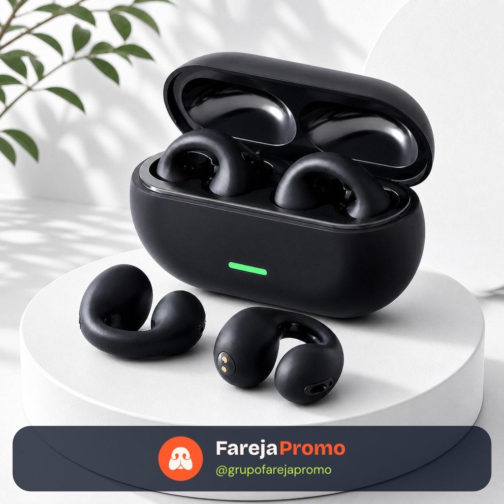 Fone Bluetooth Orelha Clip 5.3 Sem Fio com 24h de Bateria