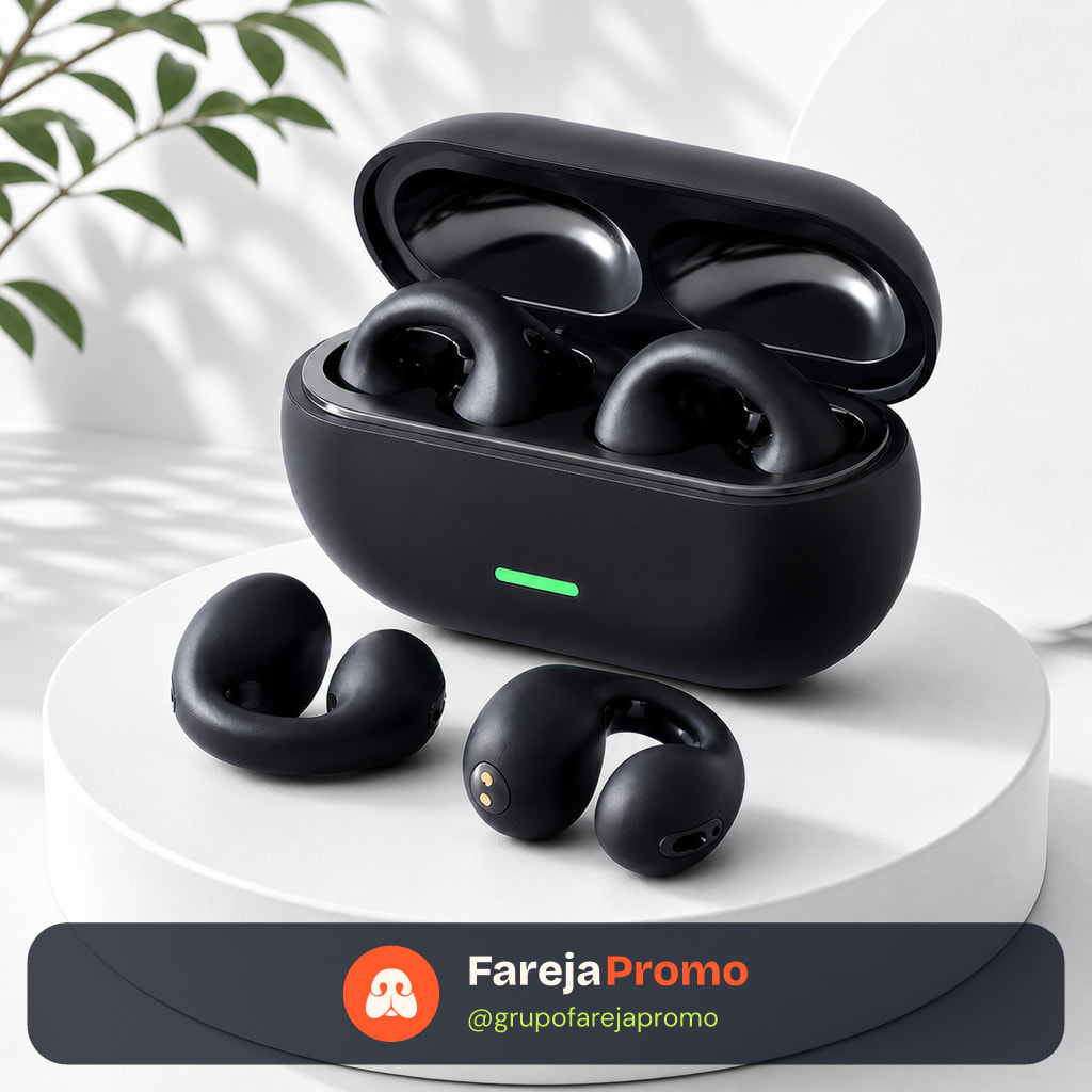 Fone Bluetooth Orelha Clip 5.3 Sem Fio com 24h de Bateria