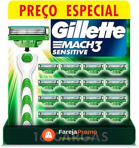 Carga para Aparelho de Barbear Gillette Mach3 Sensitive 16 unidades