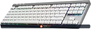 Teclado Mecânico Gamer Sem Fio Logitech G515 com Design TKL,Tecnologia LIGHTSPEED, RGB LIGHTSYNC, Conexão USB ou Bluetooth, Switch GL Brown Tactile e Bateria Recarregável - Branco