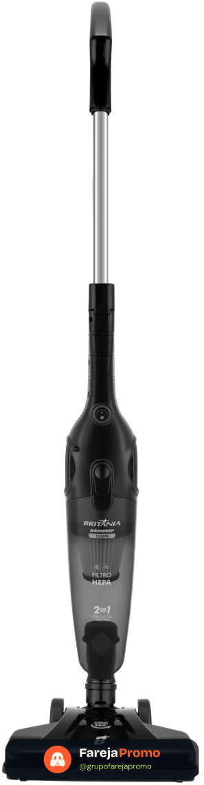 Britânia Britania Aspirador de Pó 2 em 1 Vertical, Preto, Filtro HEPA, Pisos e Carpetes, Elétrico, 220V, 1L, 1.43kg