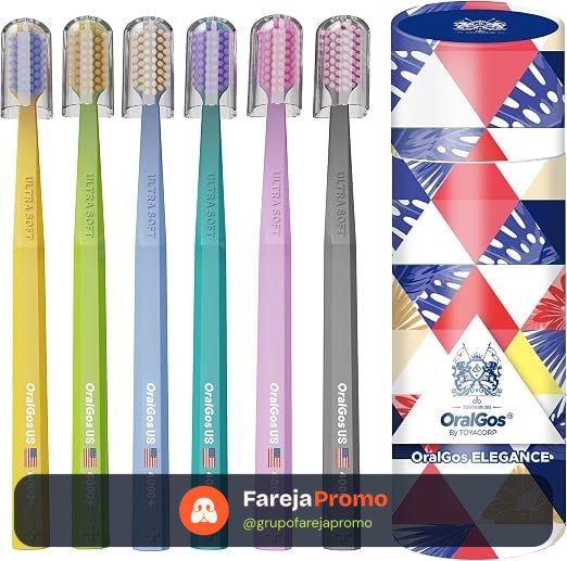 OralGos Escova de Dentes Premium 6 unidades Colorido, Cerdas Ultra Macias