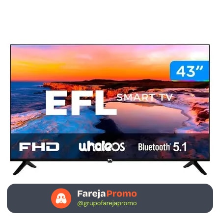 Smart Tv 43 Led, Full Hd, Ultrafina, Sem Bordas, 3 Hdmi 2 Usb, Controle Remoto Multifuncional, Wifi, Bluetooth - Efl 43sx800fd