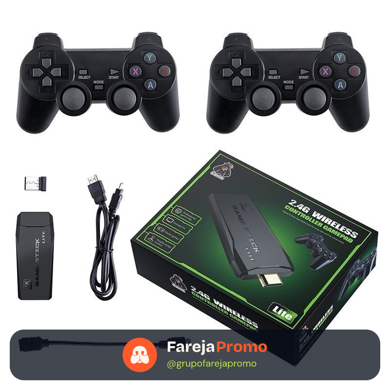 Video Game Stick 4k 10mil Jogos Retro 2 Controles Sem Fio Console Portatil Jogos Retro Antigo Original Envio Imediato