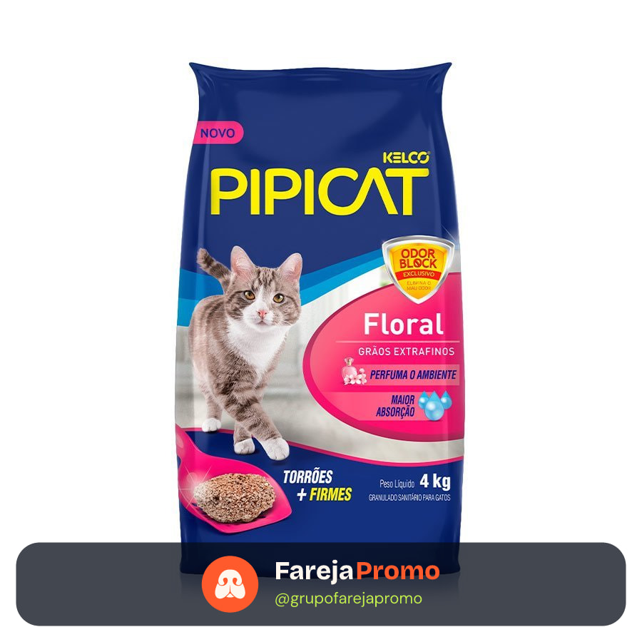 Areia Sanitária Floral Granulado Extrafino Kelco 4kg Pipicat