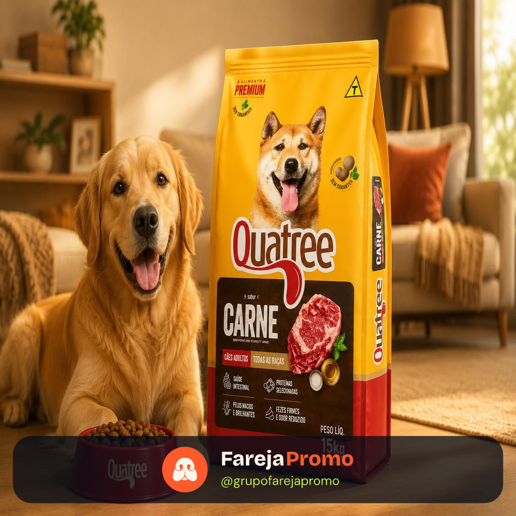 Ração Cachorro Adulto15kg Quatree Gourmet Todas Raças Sabor Carne