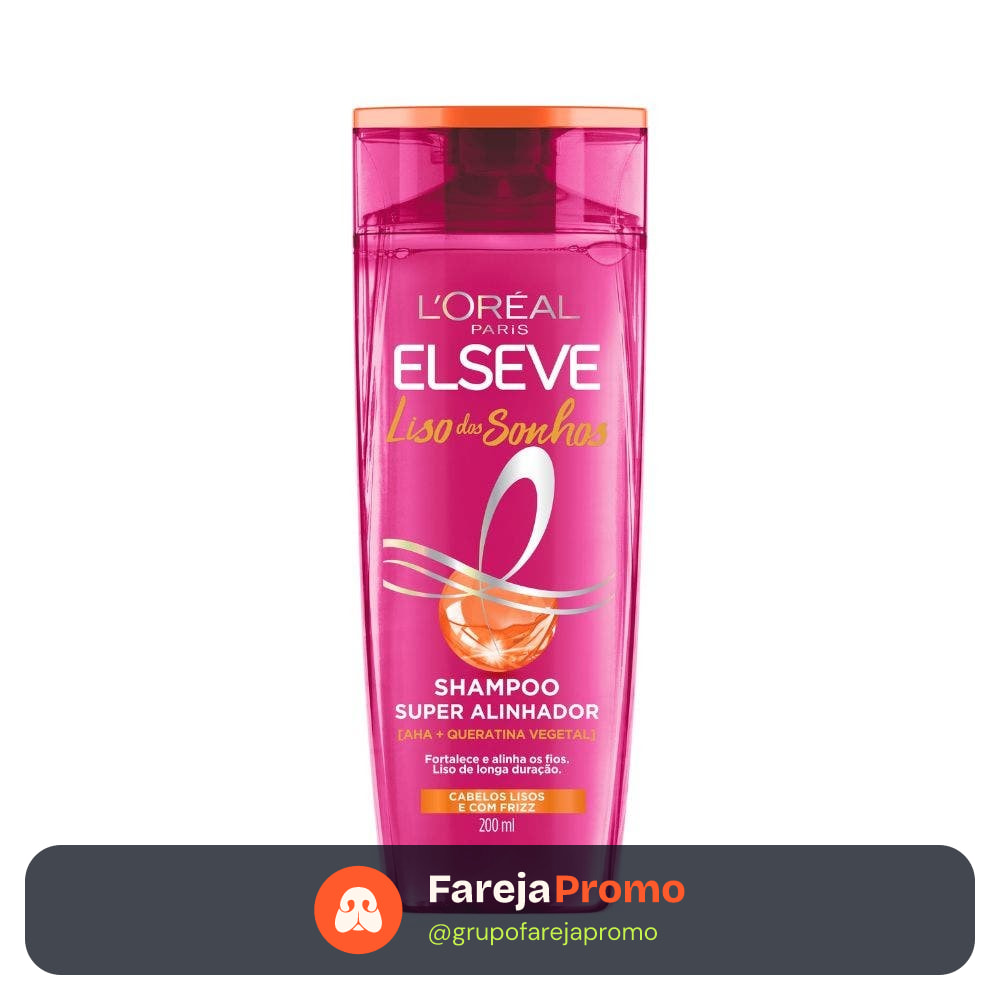 Shampoo Elseve Liso Dos Sonhos AHA + Queratina Vegetal 200ml