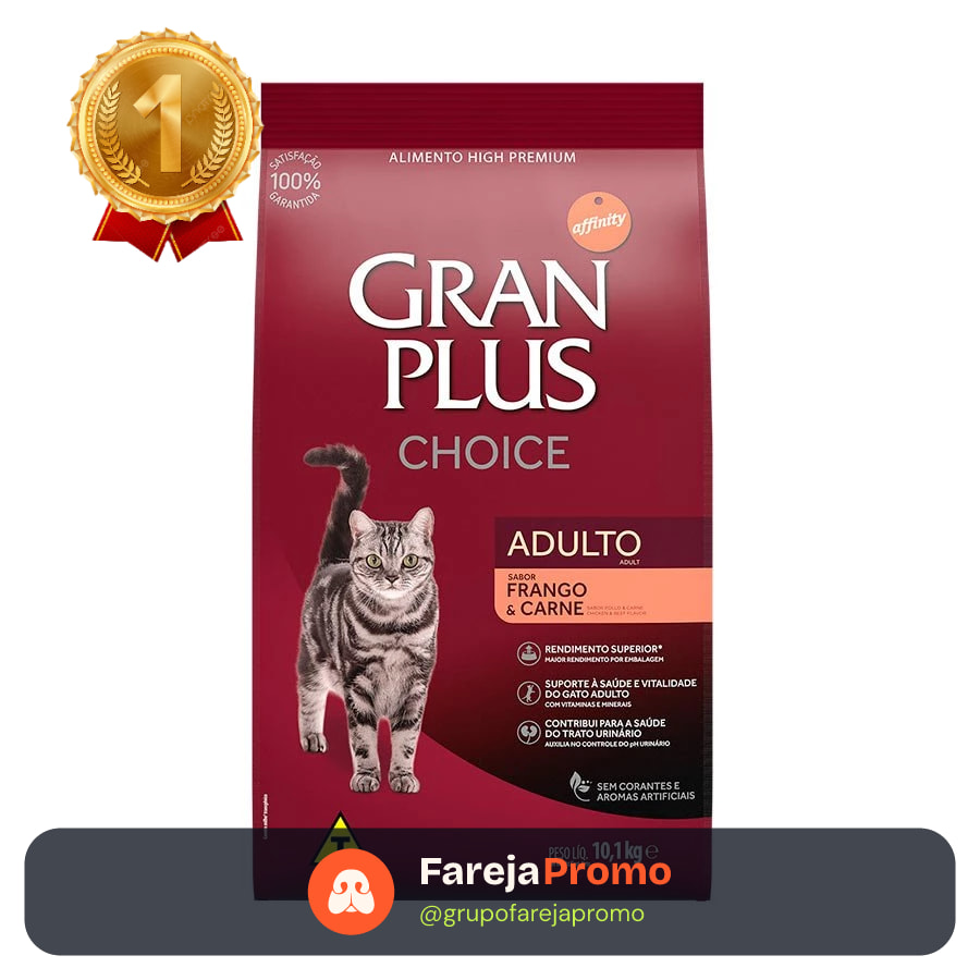 Ração GranPlus Choice Gatos Adultos Frango e Carne 10,1kg