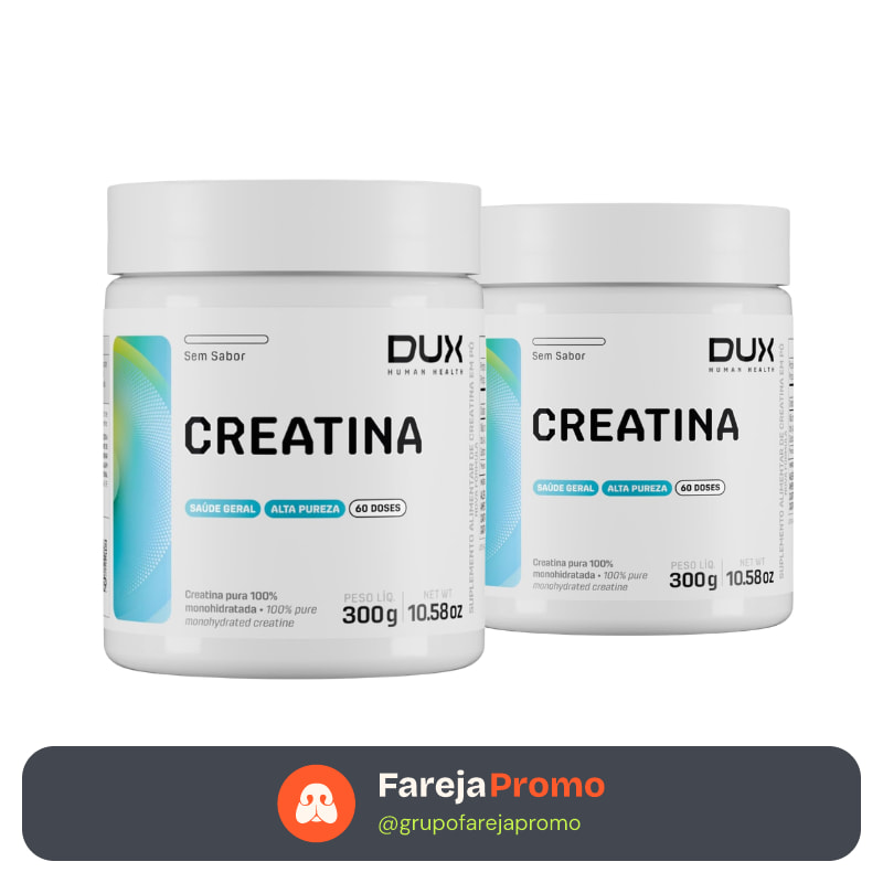 Kit 2 Creatina DUX 300g Original 100% Monohidratada Pura Aumenta Força Massa e Performance