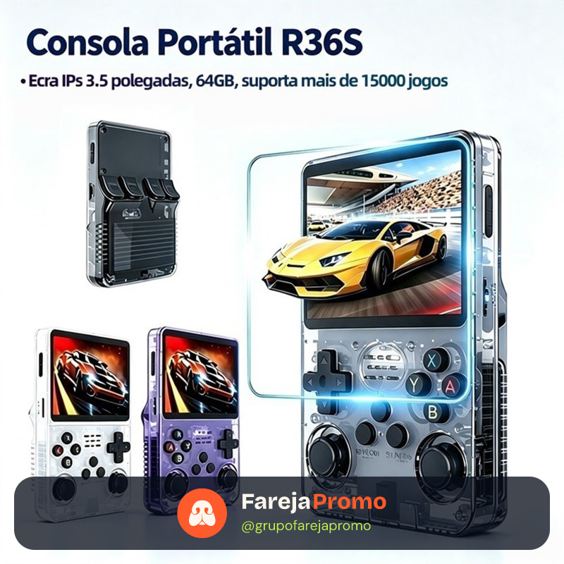 Console Portátil R36S + de 15.000 Jogos Vídeo Game 64g Linux Tela IPS 3.5 Polegadas a Pronta Entrega AIRER.BR