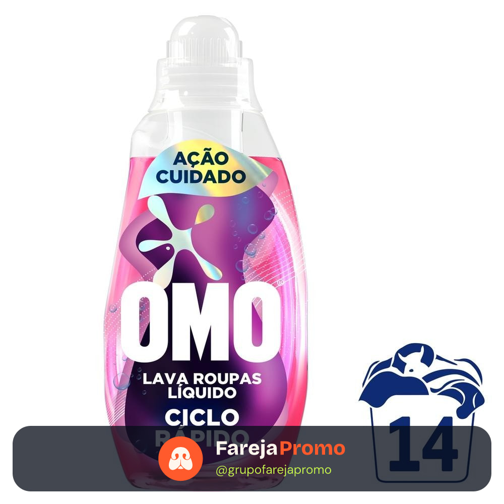 Lava-Roupas Líquido Omo Ciclo Rápido Ação Cuidado Frasco 750ml