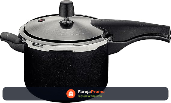 Panela de Pressão Tramontina Vancouver Effect em Alumínio com Revestimento Interno e Externo em Antiaderente Starflon Max Preto 20 cm 4,5 L