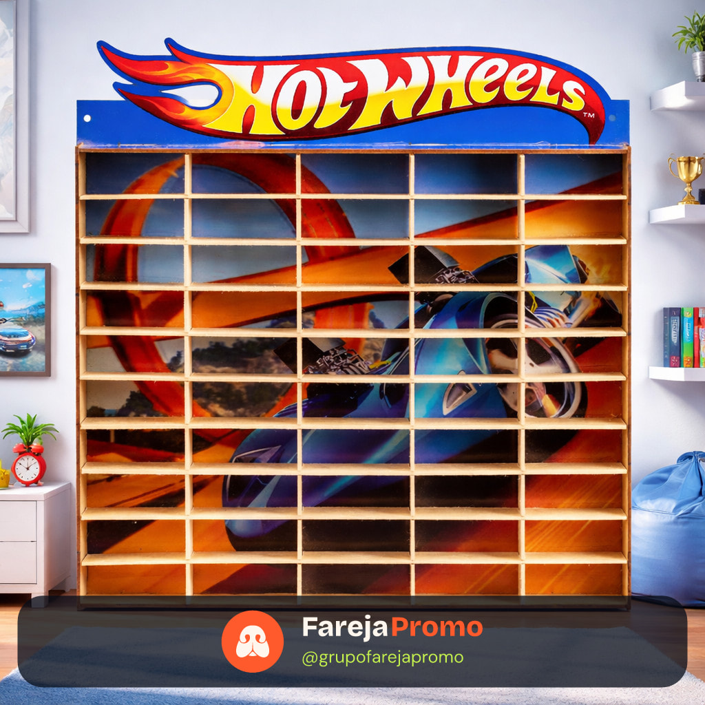 Estante Porta Hot Wheels Para 50 Carrinhos Mdf Adesivado
