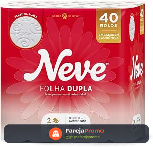 Papel Higiênico Neve Toque de Seda Folha Dupla 40 rolos 30M