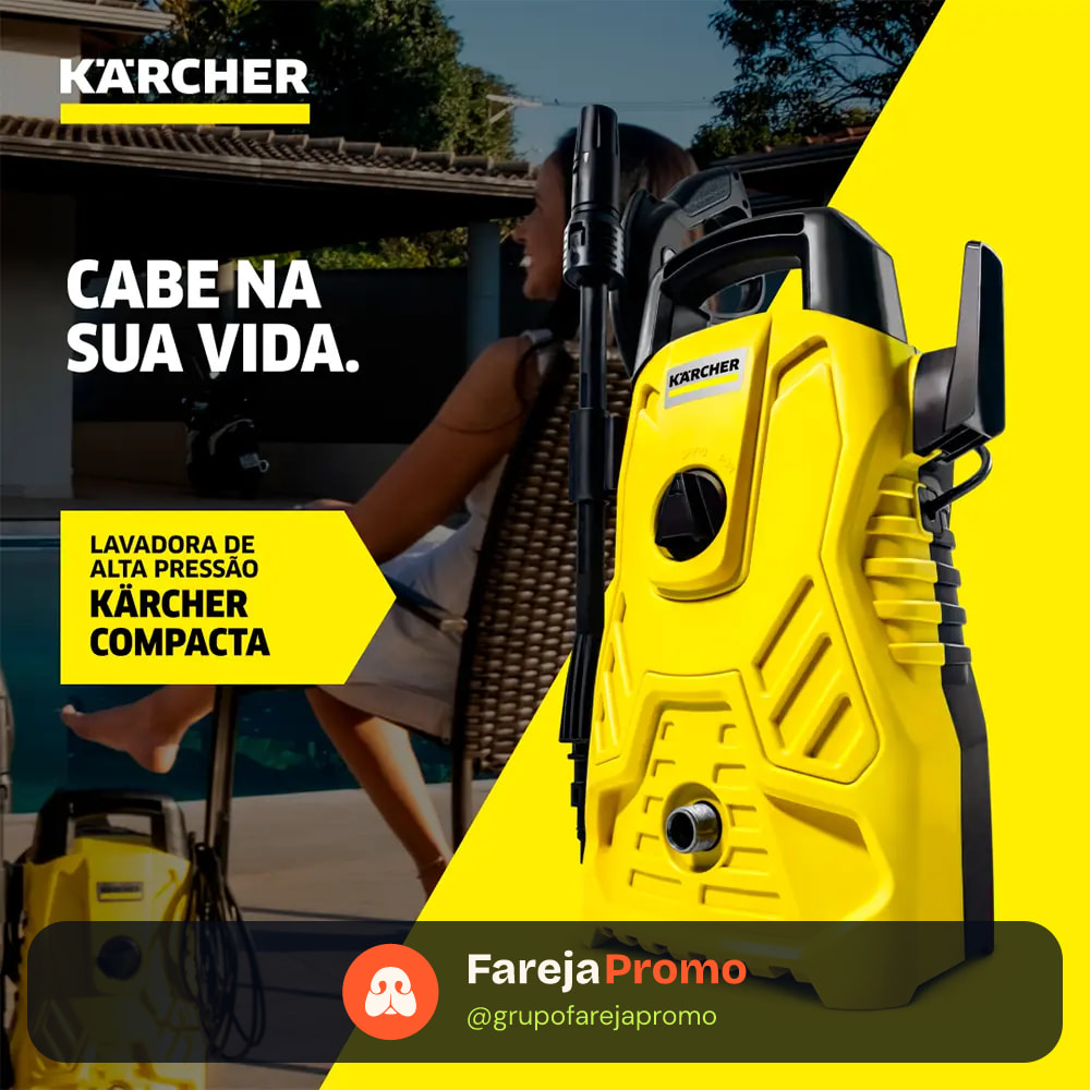 Lavadora de Alta Pressão Kärcher Compacta 1.500 PSI/Libras 1400W 300L/h com Aplicador de Detergente e Lança Regulável 220v