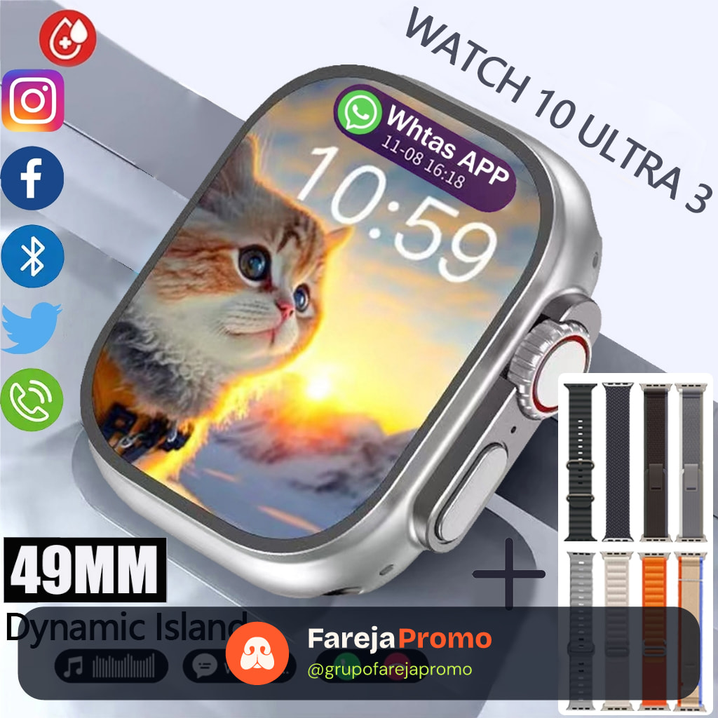 Novo Smartwatch Watch S20 Ultra 3 Watch Pro Série 10 Bluetooth Relógio inteligente Cardíaca Monitoramento NFC GPS