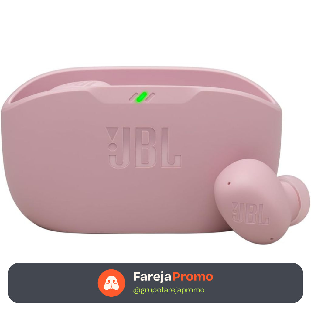 Fone De Ouvido JBL Wave Buds 2 Rosa Bluetooth Sem Fio com Cancelamento de Ruido Garantia 1 ano + NF