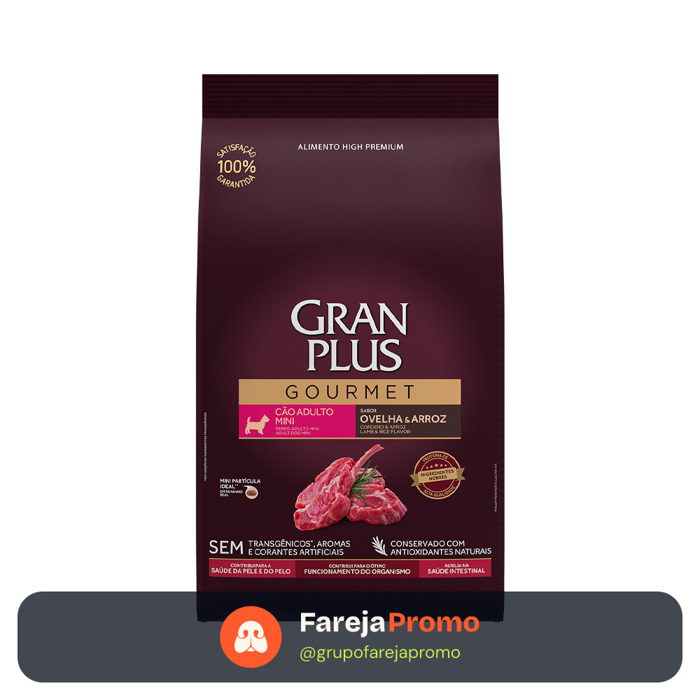 Ração Granplus Gourmet Cães Adultos Porte Mini sabor Ovelha e Arroz 10,1kg