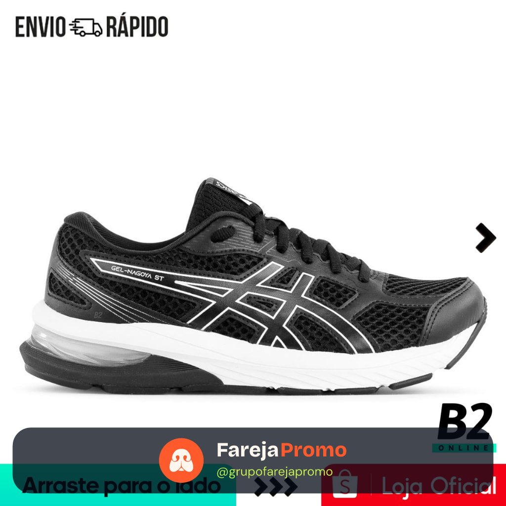 Tênis Asics Gel Nagoya ST Masculino Preto Original Com Nota Fiscal e Garantia