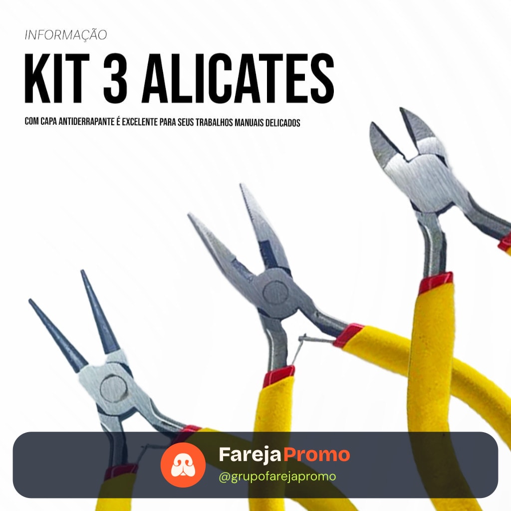 Kit Jogo de Alicates p/ Corte Eletrônico Artesanato & Bijuterias