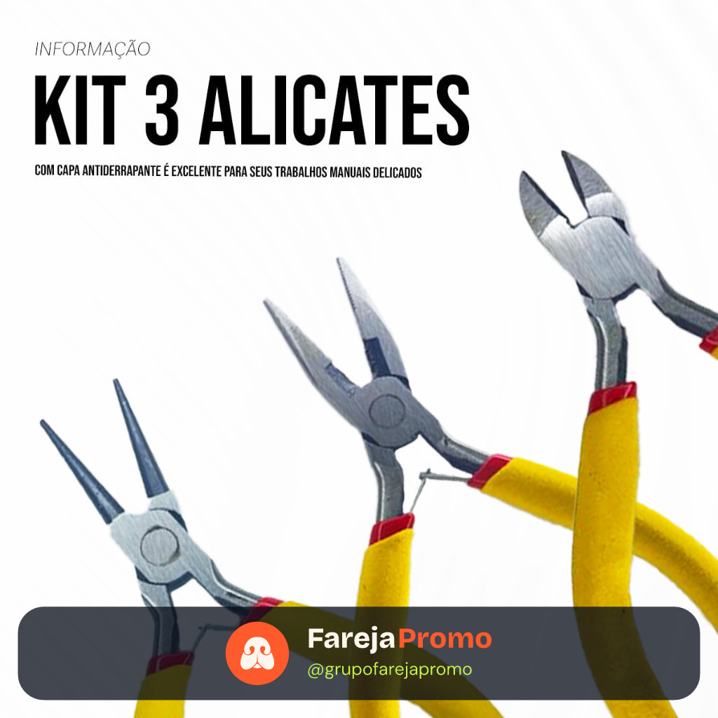Kit Jogo de Alicates p/ Corte Eletrônico Artesanato & Bijuterias
