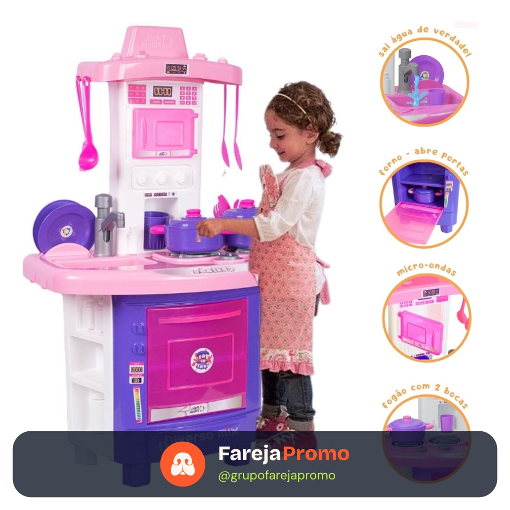 Kit Cozinha Infantil De Brinquedo Completa Sai Água de Verdade