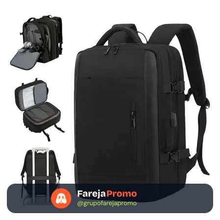 Mochila Viagem Feminina Masculina Para Notebook Executiva Preto