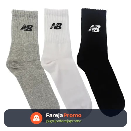 Kit 3 Meias New Balance Cano Longo 39 Ao 42 Unissex Conforto