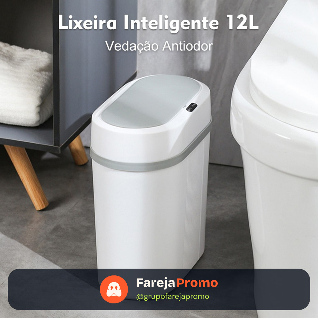 Lixeira Automática 12 Litros Com Sensor Infravermelho Tampa Para Cozinha Banheiro Escritório Quarto CYD