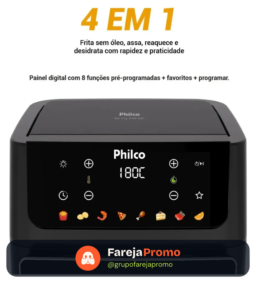 Fritadeira Air Fryer Philco 16 Litros Paf16c Preto 220v