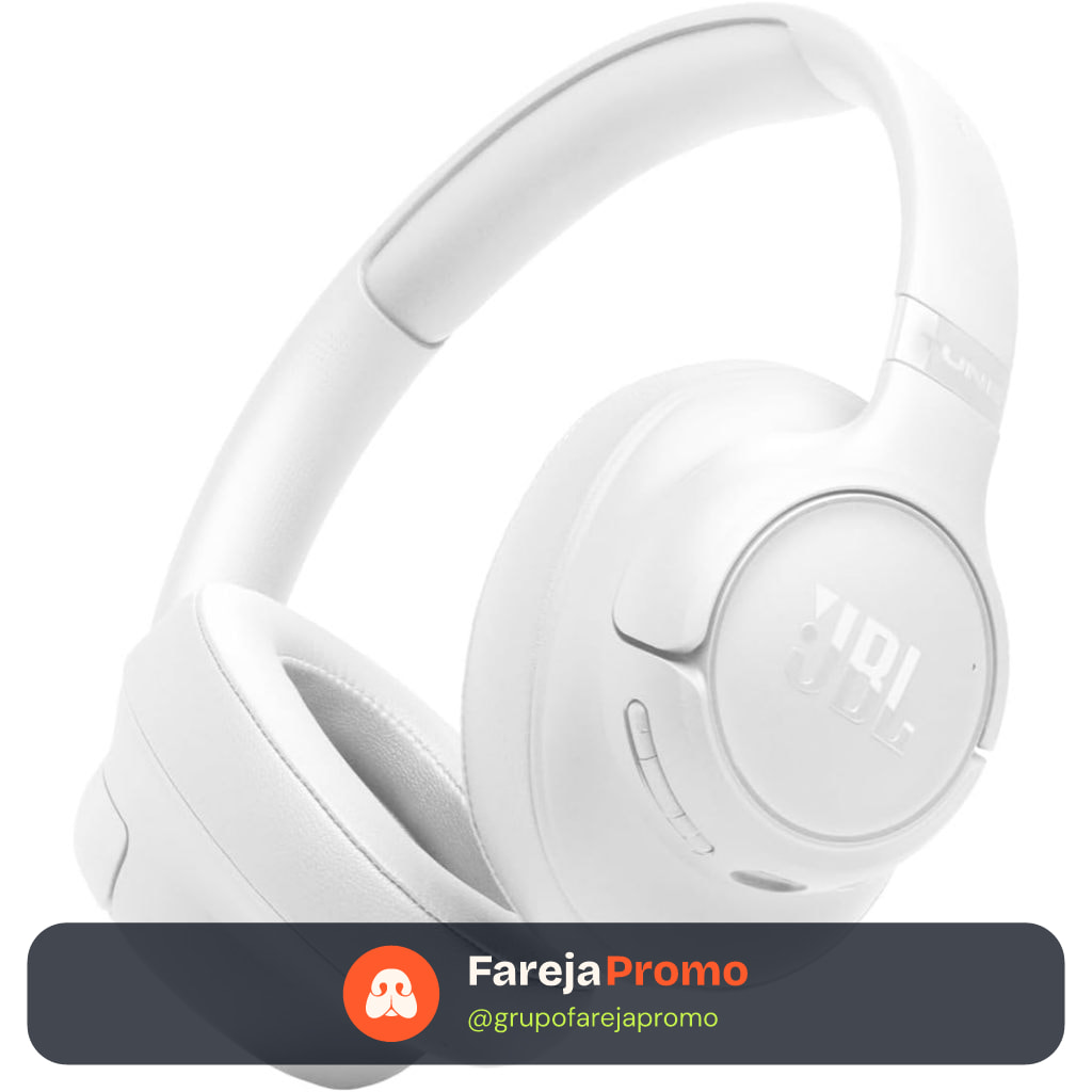Fone de Ouvido JBL Tune 730BT Branco Bluetooth Over-Ear Sem Fio, Até 76 Horas de Bateria