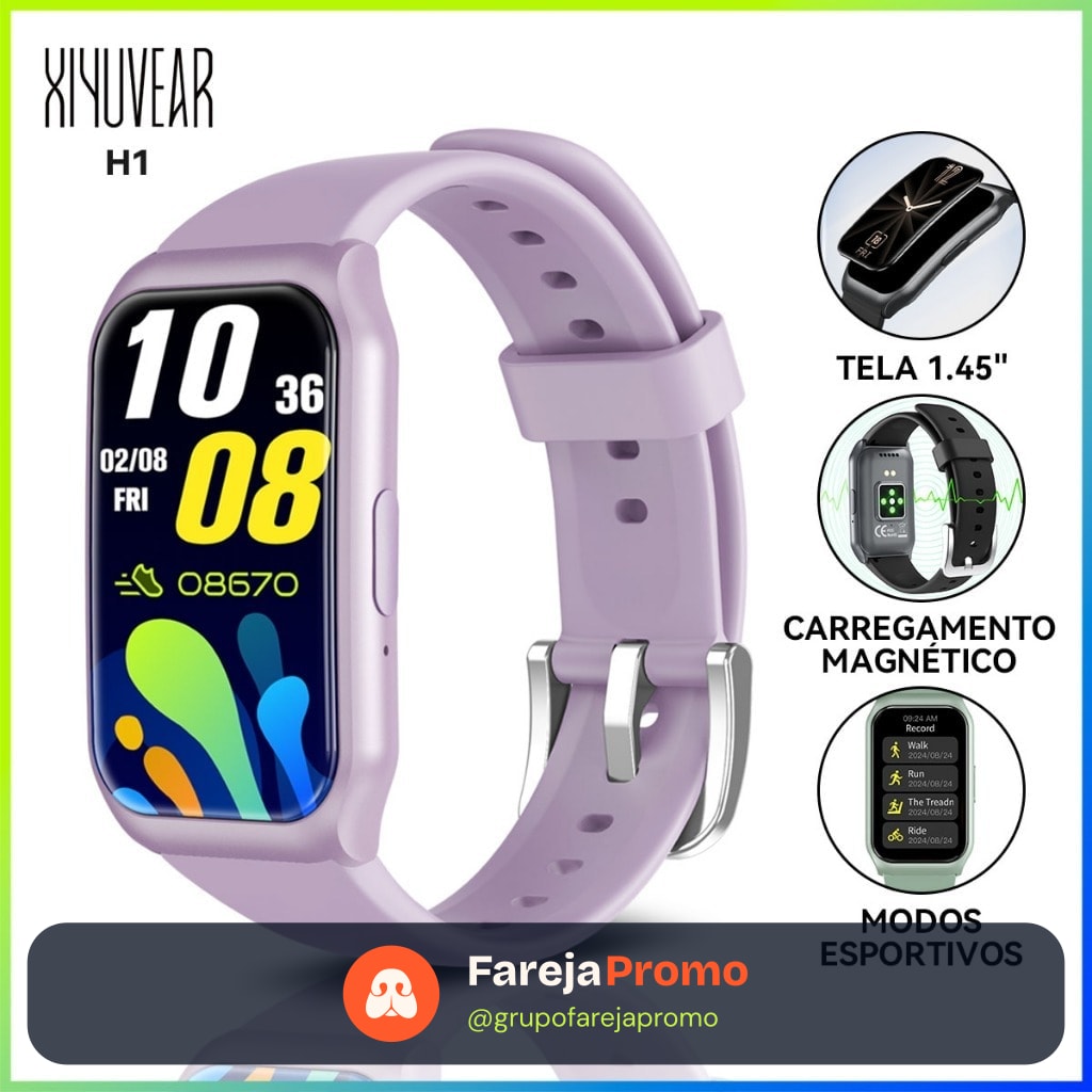 Smartwatch XiYuVear  H1 Tela 1.45" Chamada Bluetooth Monitor Cardíaco Sono Notificações Relógio Inteligente Android iOS