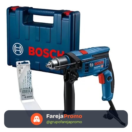 Furadeira De Impacto 1/2 750w Maleta 5 Brocas Gsb13re Bosch Cor Azul 220v