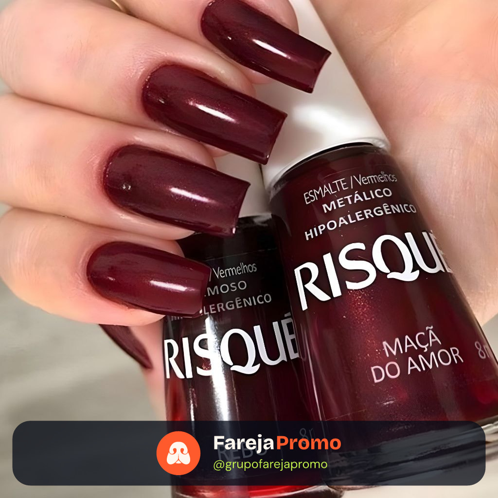 Kit 2 Esmalte Risque Rebu e Maçã do Amor Combinação de Esmalte Misturinha