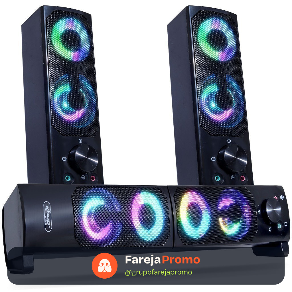 Caixa de Som SoundBar Pc Gamer Subwoofer P2 Led Rgb Pc Notebook Celular Tablet