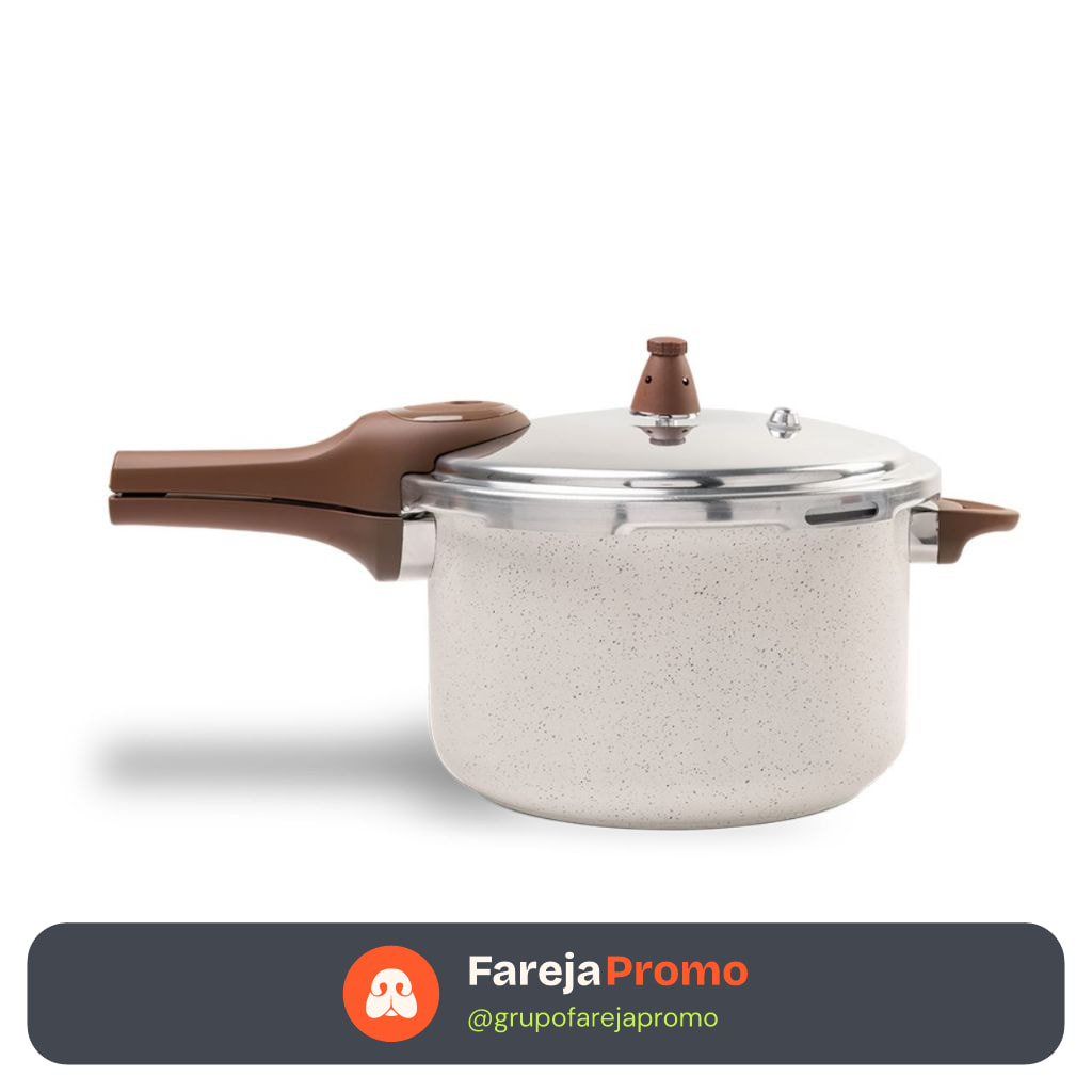 Panela de Pressão 6.8l Brinox Ceramic Life Pressure com Fundo de Indução 24 cm Vanilla