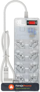 Filtro de Linha iCLAMPER Energia 8 com Proteção contra Surtos Elétricos(DPS) 8 Tomadas, 3 Pinos, 10 Amperes para PC, Notebook, Monitor, Impressora, PS5, Alexa e etc, Bivolt, Cabo de 1m Transparente