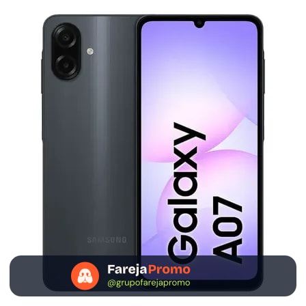 Celular Samsung Galaxy A07 256gb, 8gb, Câmera 50mp, Tela 6.7 , Proteção Ip54, Processador 6nm - Preto