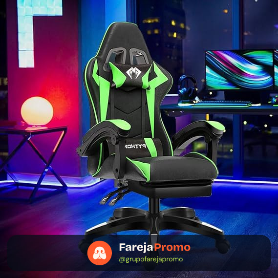 Cadeira Ergonomica Gamer Com Apoio Para Os Pés（Verde)